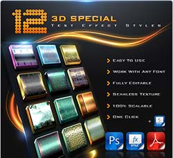 PS图层样式－12个极品的3D金属文本样式：12 Special 3D Text Effect Styles